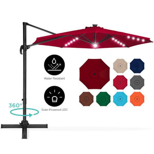 10 FT Cantilever Offset Patio Umbrella with Tilt and LED Lights - Adler's Store