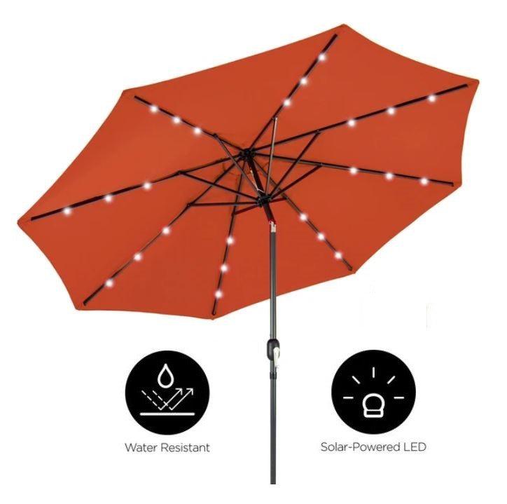 10 Foot Patio Tilt Umbrella with Solar Lights