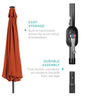 Load image into Gallery viewer, 10 Ft Umbrella with Solar Powered LED Lights Patio and Easy Tilt - Adler's Store