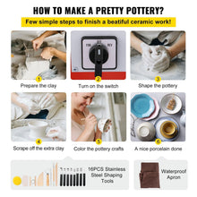 Load image into Gallery viewer, 11 Inch 350W Pottery Wheel with Lever Pedal and Clay Tools - Adler's Store