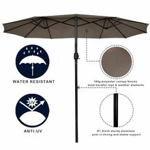 Load image into Gallery viewer, 15 FT Double Sided Patio Umbrella Twin UV Shelter Canopy - Adler's Store