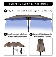 Load image into Gallery viewer, 15 FT Double Sided Patio Umbrella Twin UV Shelter Canopy - Adler's Store
