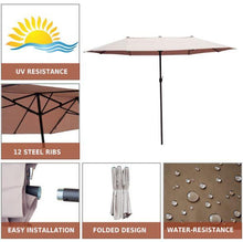 Load image into Gallery viewer, 15 FT Double Sided Patio Umbrella Twin UV Shelter Canopy - Adler's Store