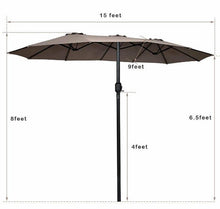 Load image into Gallery viewer, 15 FT Double Sided Patio Umbrella Twin UV Shelter Canopy - Adler's Store