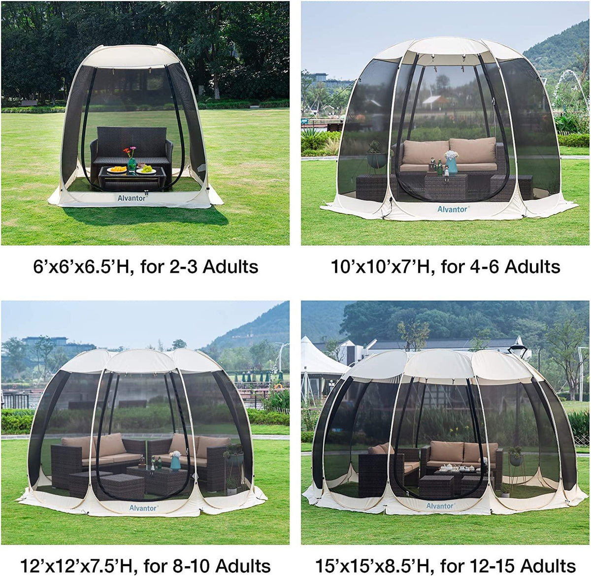 15 person tent 2-15 Person Instant Pop Up Tent Portable Screened Shelter with Mesh Netting Carrying bags and Sandbags