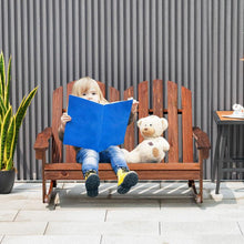 Load image into Gallery viewer, 2-Person Outdoor Wooden Kids Adirondack Rocking Chair with Slatted Seat and High Backrest - Adler's Store