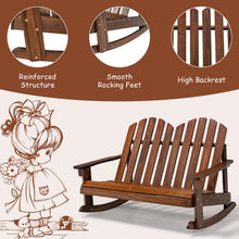 Load image into Gallery viewer, 2-Person Outdoor Wooden Kids Adirondack Rocking Chair with Slatted Seat and High Backrest - Adler's Store