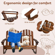 Load image into Gallery viewer, 2-Person Outdoor Wooden Kids Adirondack Rocking Chair with Slatted Seat and High Backrest - Adler's Store