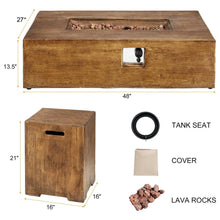 Load image into Gallery viewer, 2 Piece Rustic Style 48 Inch 50K BTU Fire Pit Table Set with 20 Gallon Tank Side Table - Adler's Store