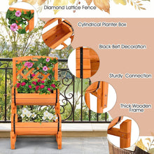 Load image into Gallery viewer, 2-Tier Raised Wooden Garden Bed with 2 Cylindrical Barrel Planter Boxes and Trellis - Adler's Store