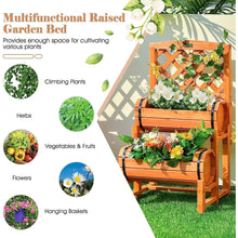 Load image into Gallery viewer, 2-Tier Raised Wooden Garden Bed with 2 Cylindrical Barrel Planter Boxes and Trellis - Adler's Store