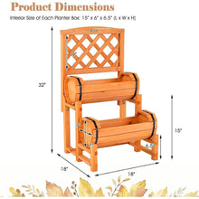 Load image into Gallery viewer, 2-Tier Raised Wooden Garden Bed with 2 Cylindrical Barrel Planter Boxes and Trellis - Adler's Store