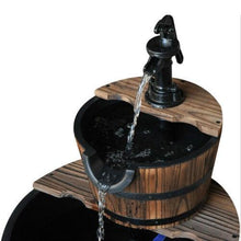 Load image into Gallery viewer, 2 Tier Rustic Wooden Barrel Water Fountain with Pump - Adler's Store