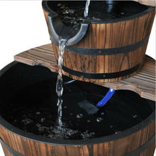 Load image into Gallery viewer, 2 Tier Rustic Wooden Barrel Water Fountain with Pump - Adler's Store