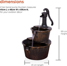 Load image into Gallery viewer, 2 Tiers Waterfall Rustic Barrel Fountain with Pump - Adler's Store