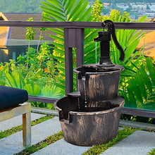 Load image into Gallery viewer, 2 Tiers Waterfall Rustic Barrel Fountain with Pump - Adler's Store