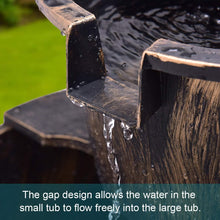 Load image into Gallery viewer, 2 Tiers Waterfall Rustic Barrel Fountain with Pump - Adler&#39;s Store