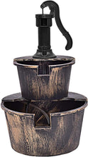 Load image into Gallery viewer, 2 Tiers Waterfall Rustic Barrel Fountain with Pump - Adler's Store