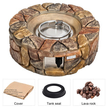 Load image into Gallery viewer, 28 Inch Propane Gas Fire Pit Patio Garden Volcanic Rock Finish with PVC Cover - Adler's Store