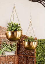 Load image into Gallery viewer, 2Pcs Modern Metallic Hanging Round Planter Set - Adler's Store