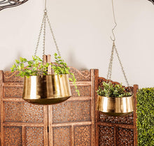 Load image into Gallery viewer, 2Pcs Modern Metallic Hanging Round Planter Set - Adler's Store