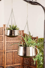 Load image into Gallery viewer, 2Pcs Modern Metallic Hanging Round Planter Set - Adler's Store