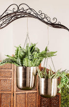 Load image into Gallery viewer, 2Pcs Modern Metallic Hanging Round Planter Set - Adler's Store