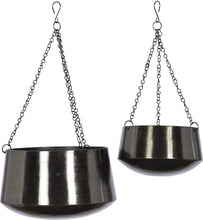 Load image into Gallery viewer, 2Pcs Modern Metallic Hanging Round Planter Set - Adler's Store
