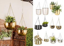 Load image into Gallery viewer, 2Pcs Modern Metallic Hanging Round Planter Set - Adler's Store