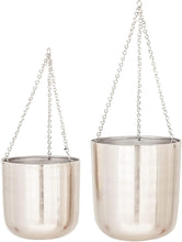 Load image into Gallery viewer, 2Pcs Modern Metallic Hanging Round Planter Set - Adler's Store
