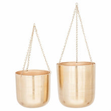 Load image into Gallery viewer, 2Pcs Modern Metallic Hanging Round Planter Set - Adler's Store