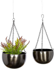 Load image into Gallery viewer, 2Pcs Modern Metallic Hanging Round Planter Set - Adler's Store