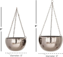 Load image into Gallery viewer, 2Pcs Modern Metallic Hanging Round Planter Set - Adler's Store