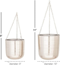 Load image into Gallery viewer, 2Pcs Modern Metallic Hanging Round Planter Set - Adler's Store