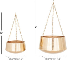 Load image into Gallery viewer, 2Pcs Modern Metallic Hanging Round Planter Set - Adler's Store