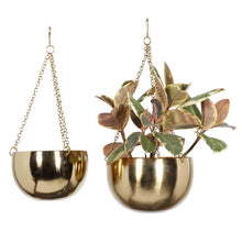 Load image into Gallery viewer, 2Pcs Modern Metallic Hanging Round Planter Set - Adler's Store