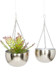 Load image into Gallery viewer, 2Pcs Modern Metallic Hanging Round Planter Set - Adler's Store