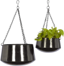 Load image into Gallery viewer, 2Pcs Modern Metallic Hanging Round Planter Set - Adler's Store