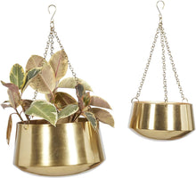 Load image into Gallery viewer, 2Pcs Modern Metallic Hanging Round Planter Set - Adler's Store