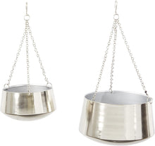 Load image into Gallery viewer, 2Pcs Modern Metallic Hanging Round Planter Set - Adler's Store