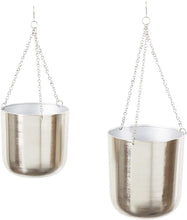 Load image into Gallery viewer, 2Pcs Modern Metallic Hanging Round Planter Set - Adler's Store