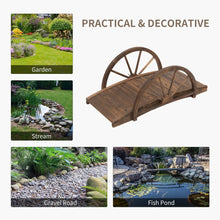 Load image into Gallery viewer, 3.3 Foot Wooden Garden Bridge with Half-Wheel Style Arc Railings Solid Fir Construction Footbridge