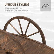 Load image into Gallery viewer, 3.3 Foot Wooden Garden Bridge with Half-Wheel Style Arc Railings Solid Fir Construction Footbridge