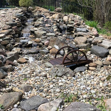 Load image into Gallery viewer, 3.3 Foot Wooden Garden Bridge with Half-Wheel Style Arc Railings Solid Fir Construction Footbridge