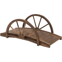 Load image into Gallery viewer, 3.3 Foot Wooden Garden Bridge with Half-Wheel Style Arc Railings Solid Fir Construction Footbridge