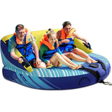 Load image into Gallery viewer, 3 Person Towable Tube for Boating Water Sports with Tow Rope and Air Pump - Adler's Store