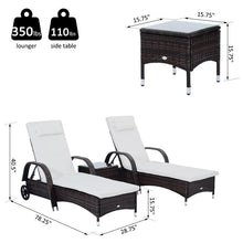 Load image into Gallery viewer, 3 Piece Adjustable Outdoor Wicker Lounge Chair Set - Adler's Store