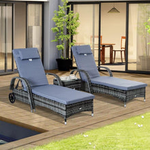 Load image into Gallery viewer, 3 Piece Adjustable Outdoor Wicker Lounge Chair Set - Adler's Store