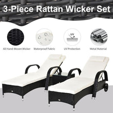 Load image into Gallery viewer, 3 Piece Adjustable Outdoor Wicker Lounge Chair Set - Adler's Store
