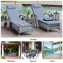 Load image into Gallery viewer, 3 Piece Adjustable Outdoor Wicker Lounge Chair Set - Adler's Store